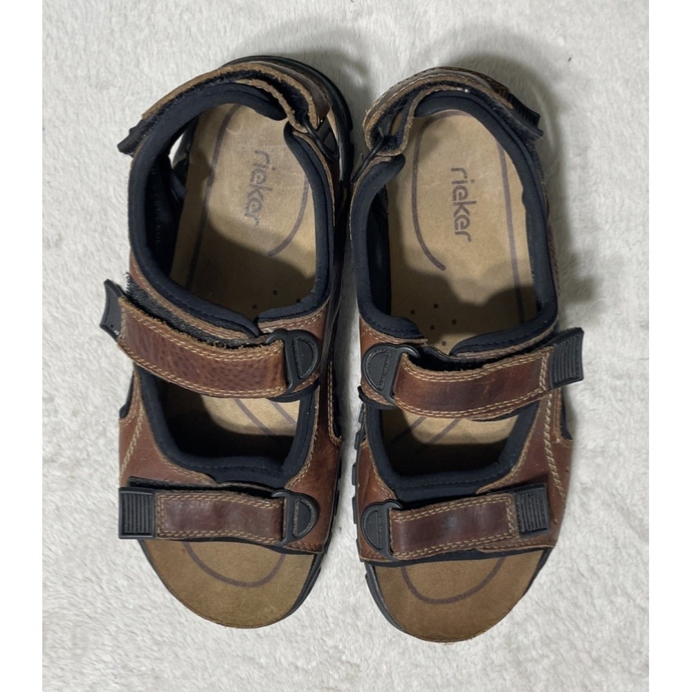Mens Rieker Size 10 Strap Sandals Brown Trekking Hiking Slide